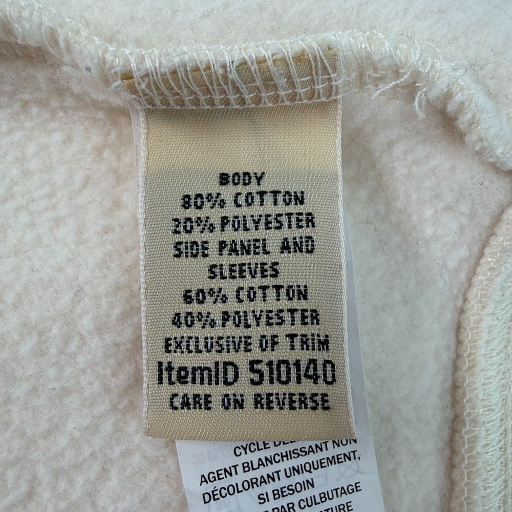 LL Bean Womens Quilted Full Zip Sweatshirt Sz M Petite Cream Outdoors Camp Trail - Picture 11 of 12